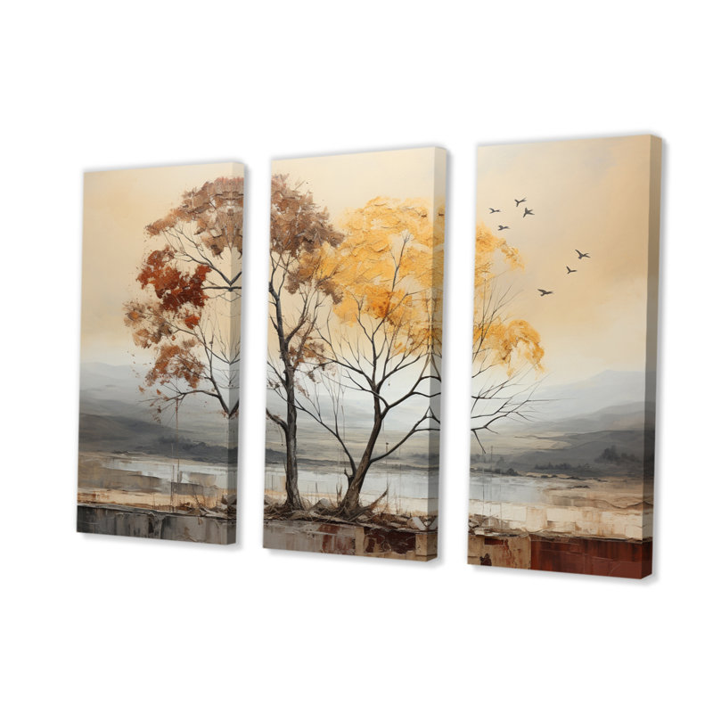 «Brich Tree Harmony Of» sur toile, reproduction de 3 pièces, H 28 po x l 36 po x P 1 po
