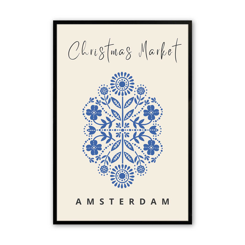 Affiche de marché de Noël III, H 15 po x l 12 po, Cadre photo noir satiné