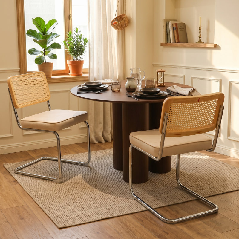 50.04cm H Velvet Upholstered Cantilever Chair, Champagne, Silver