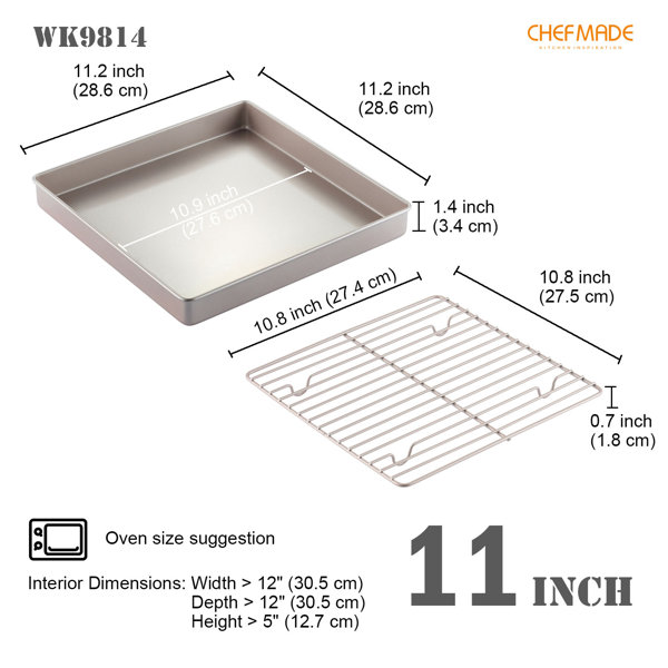 11.2 x 11.2 Square Deep Roasting Pan with Rack - CHEFMADE