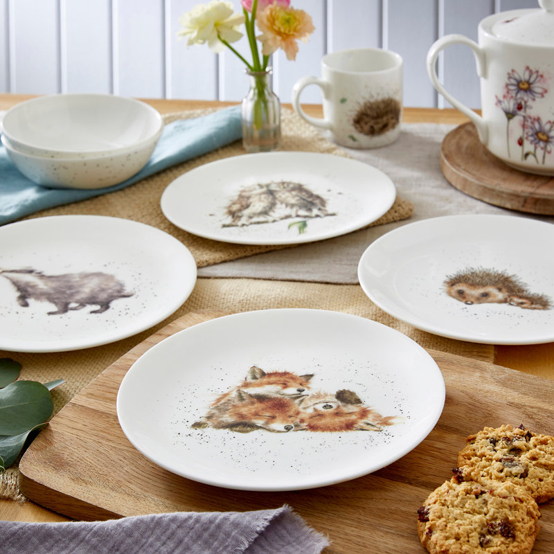 Assiette à hors-d'œuvre en porcelaine de 8,3 po Wrendale Designs, ensemble de 4