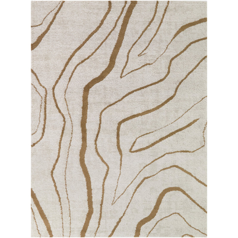 Tapis contemporain abstrait rouille / crème Aldous, Rectangle 7 pi 10 po x 10 pi