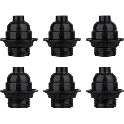 Vintage E27 Black Edison Screw Lamp Holder Bulb Socket, Heat Resistant Light Fitting for Pendant Lights and LED Filament Bulbs