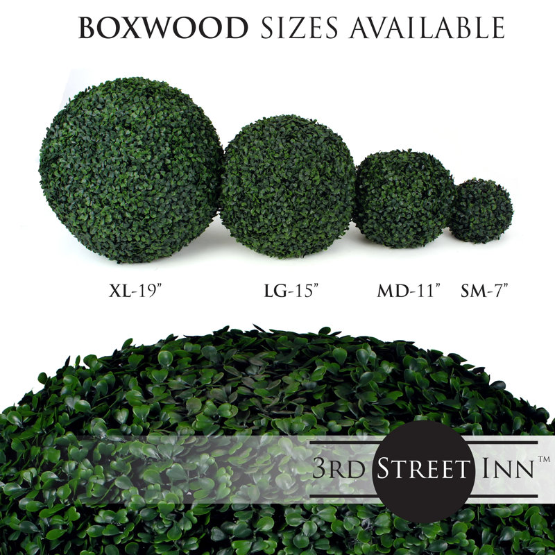 Faux Boxwood Topiary, 2, 15" H x 15" W x 15" D