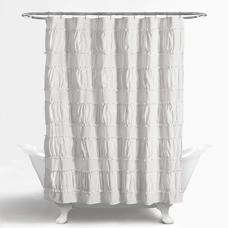 Rideau de douche uni Nova Ruffle, Blanc