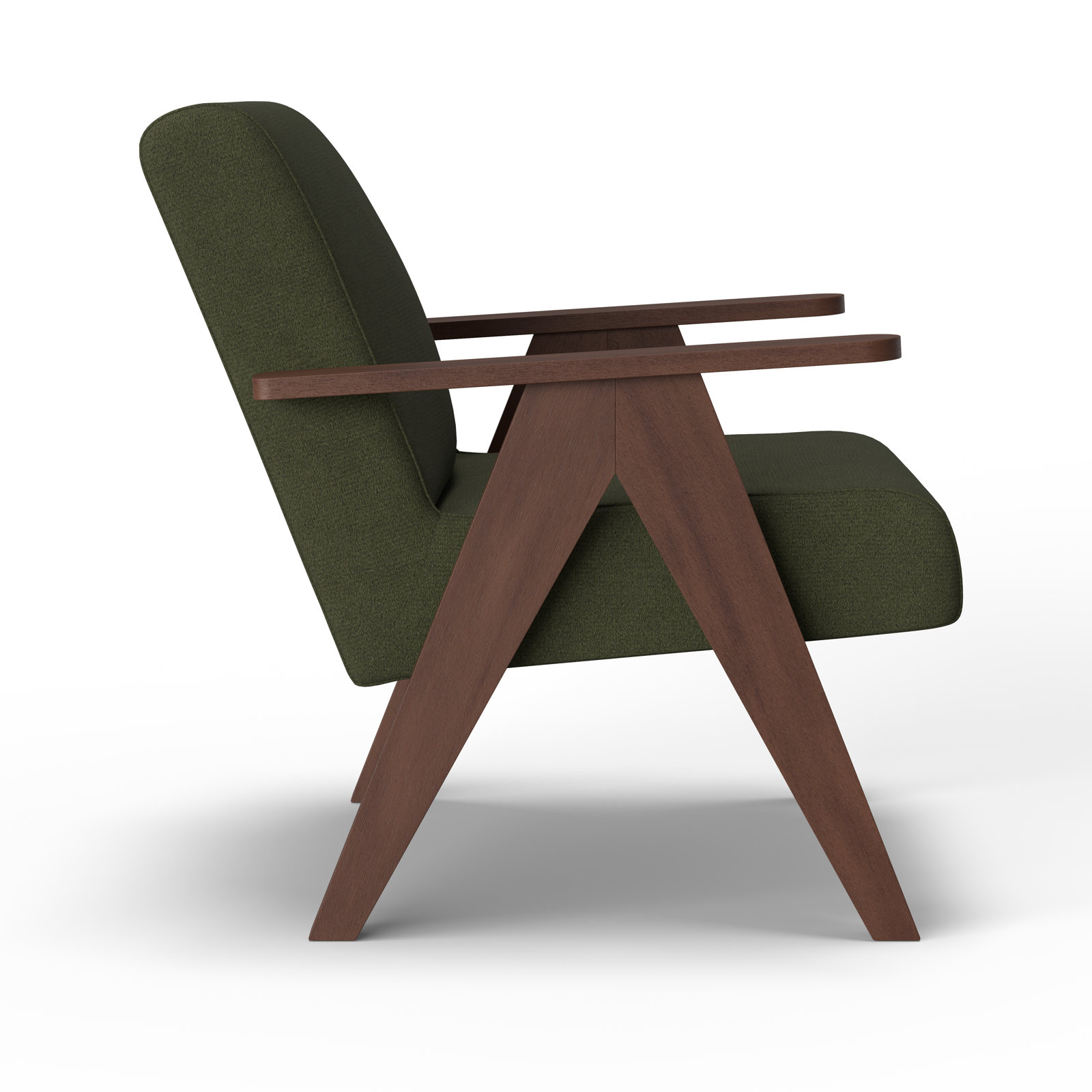 Luna Upholstered Jeanneret Accent Chair, Dark Walnut, Loden