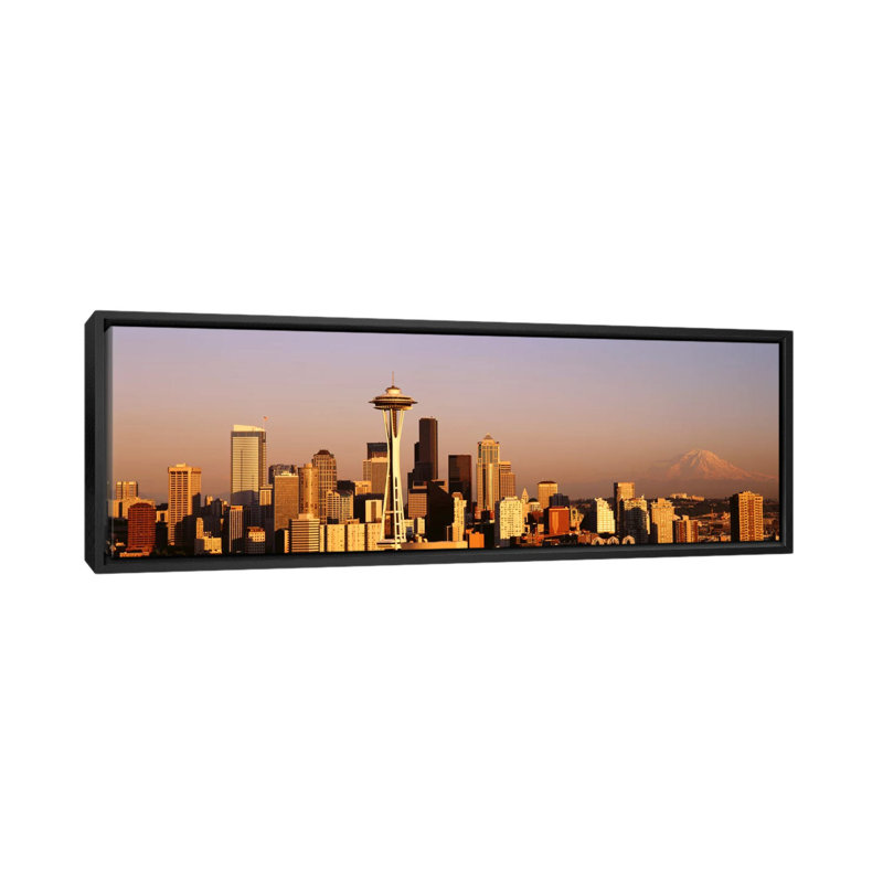 « horizon seattle, washington », reproduction de photo sur toile, H 12 po x l 36 po x P 1,5 po, Toile avec cadre noir