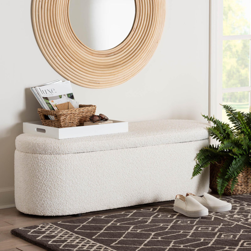Polyester Blend Upholstered Storage Bench