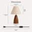 Lampe de table en noyer, lampe de chevet H 13,2 po avec abat-jour en tissu, interrupteur en ligne à 3 voies et ampoule E26 chaude incluse