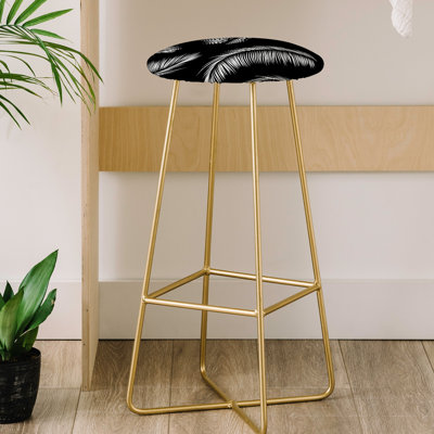 Upholstered Counter Stool with Metal Frame