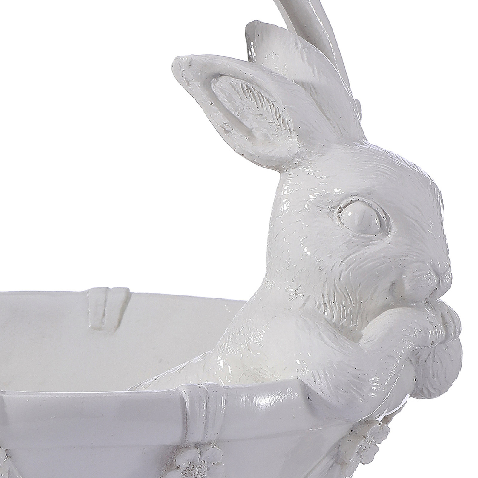 11" Resin Floral Basket With Bunny