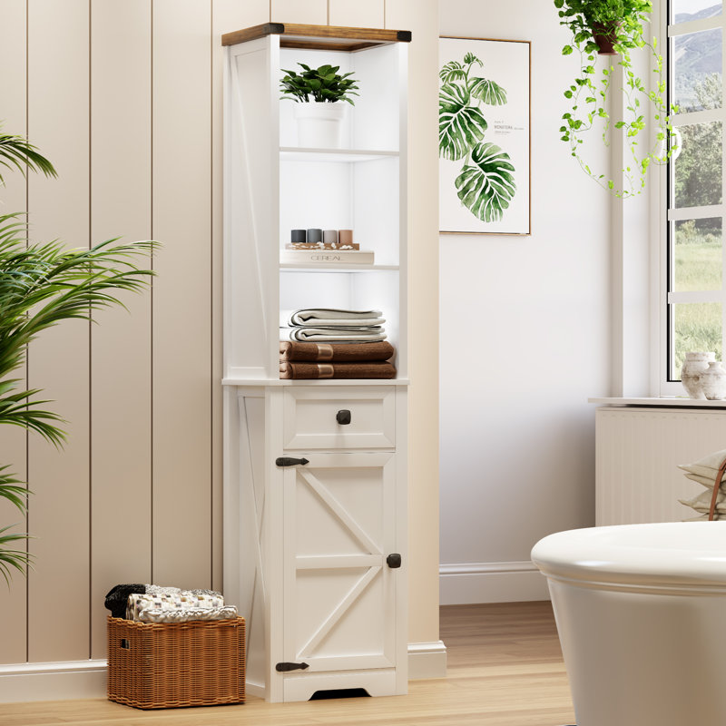 Tall Narrow  Bathroom Storage With Doors/shelves/drawer