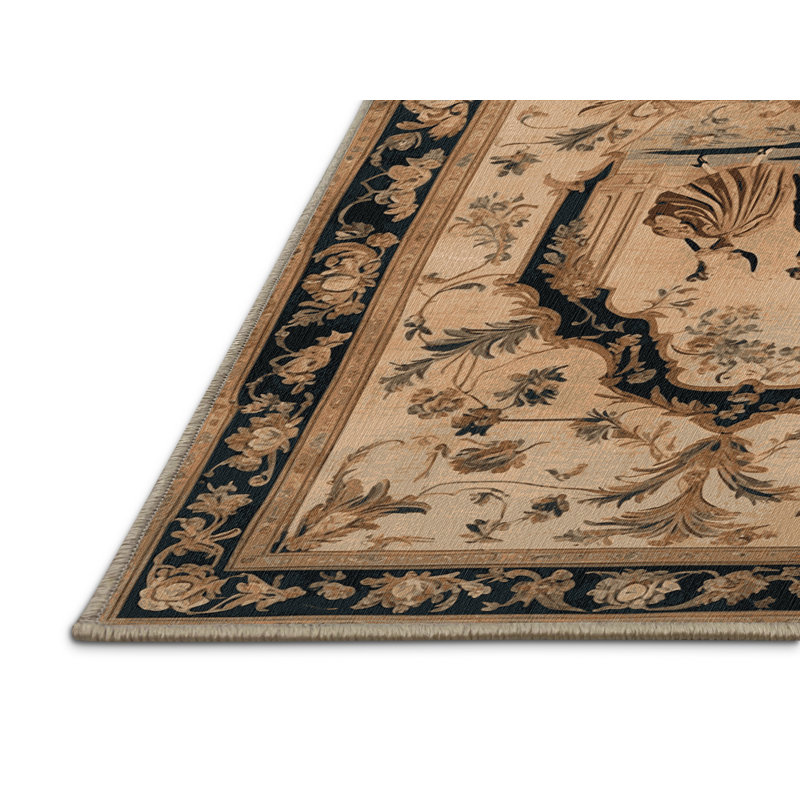 Tapis brun français lavable à la machine, Rectangle 7 pi x 10 pi