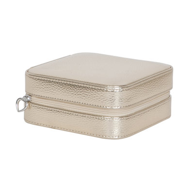 Travel Metallic Faux Leather Jewelry Travel Case