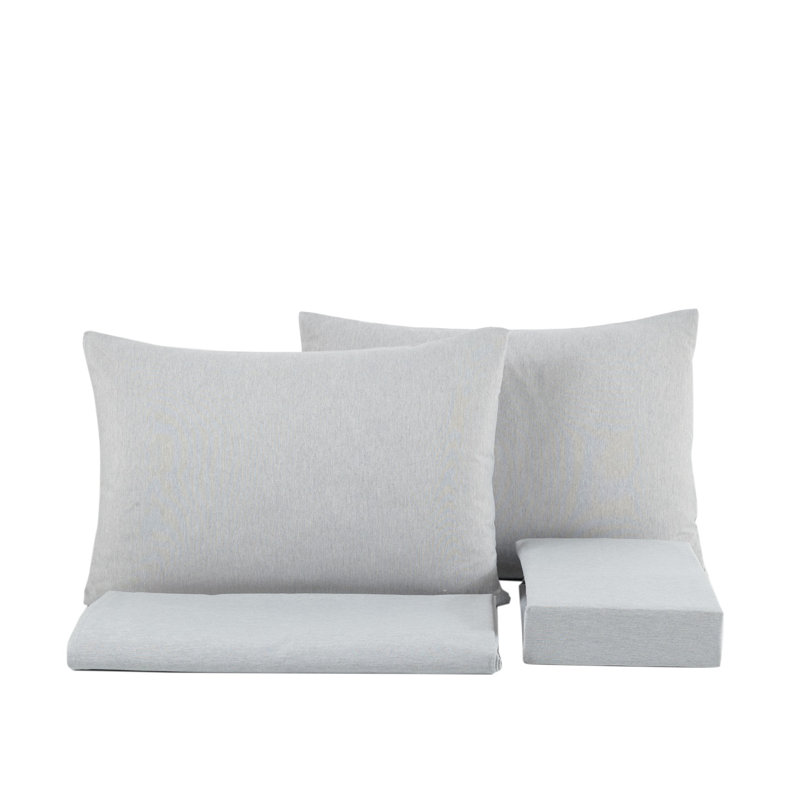 Solid Colour 4 Pieces Bed Sheet Set, Gray, Queen