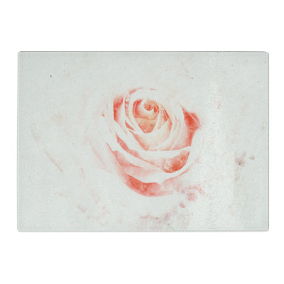 Tempered Glass Pale Pink Rose Chopping Board
