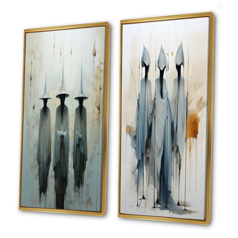 Minimalisme sorcières - ensemble de 2 reproductions d'art mural de sorcières, Encadrement doré, H 40 po x l 41 po