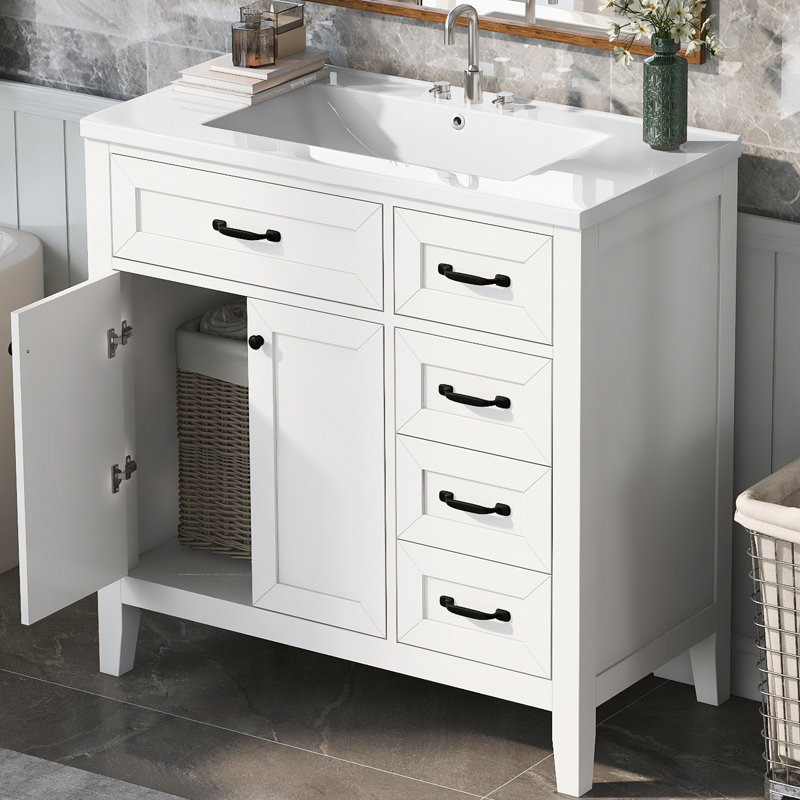36" Single Bathroom Vanity, White