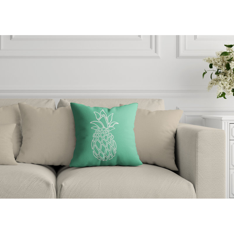 Housse de coussin d'extérieur carré Calico, H 17 po x l 17 po, Menthe
