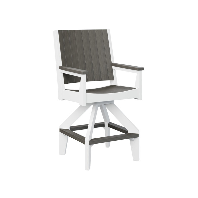 Berlin Gardens Mayhew Regular Top With White Base Chat Swivel Bar Chair, Coastal Gray, 25.5"
