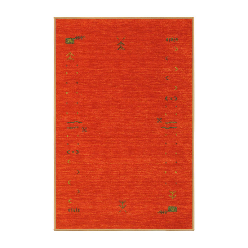 Tapis abstrait en laine / polyester tissé à la machine Gavinn - jaune / brun / rouge, Rectangle 2 pi x 3 pi