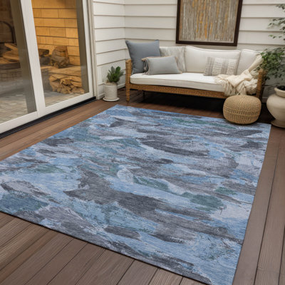 Tapis intérieur / extérieur bleu Eucalyne