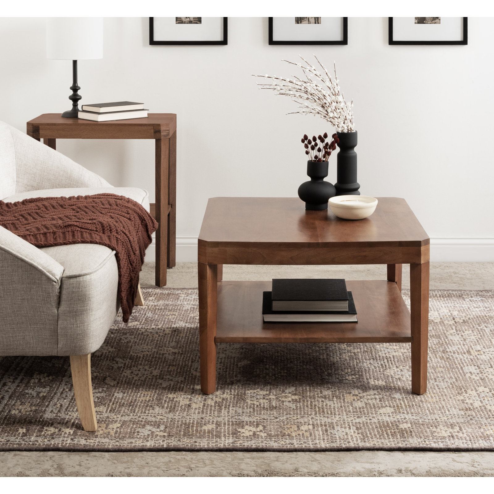 Ardentown 26" Square Mango Coffee Table, Walnut