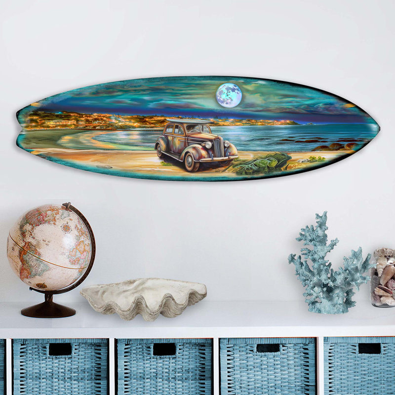 Décoration murale planche de surf, H 10 po x l 36 po x P 1 po