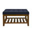 Carré en lin bleu marine, fabriqué en bois de hêtre, repose-pieds confortable pour la structure et la construction fixes en bois du salon-429261126