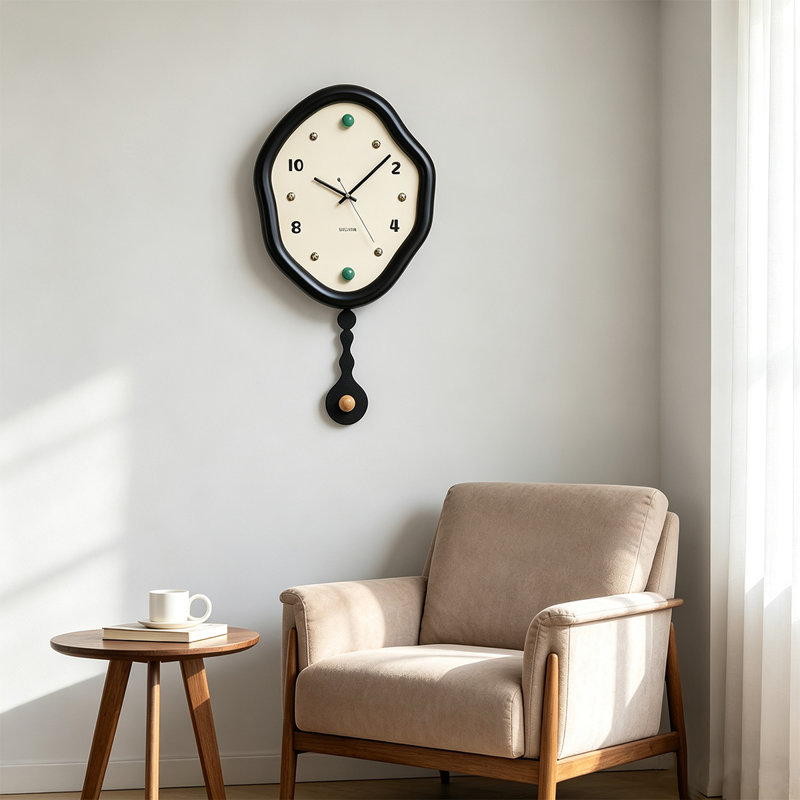 Horloges murales noires à pendule irrégulière