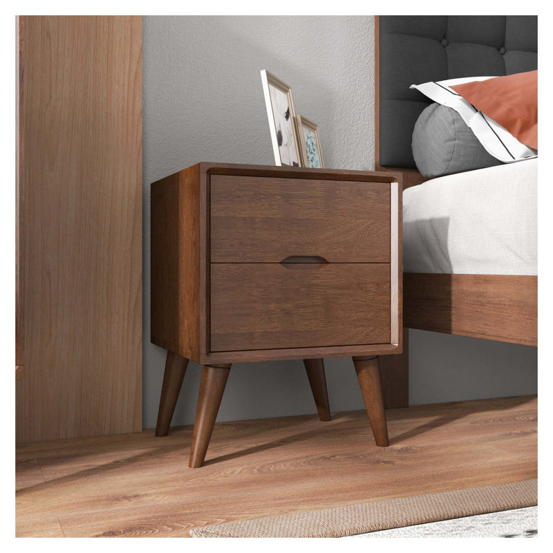 Table de chevet 2 tiroirs Alexandra Mid-Century