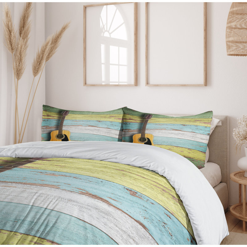 Queen Rustic Acoustic Guitar Duvet Cover Set