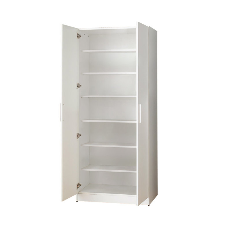 Mia Tall Shoe Cabinet with Six Shelves in White