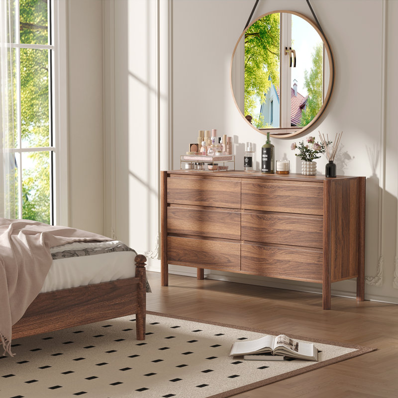 ebern designs 6 drawer dresser Hingham Drawers Dresser, Solid Wood Double With Large Storage For Bedroom, Living Room & Reviews Dresser chest Size:Custom Size(Leave a Note) color-blue Large Cut-Out Dresses Are This durable 47.2