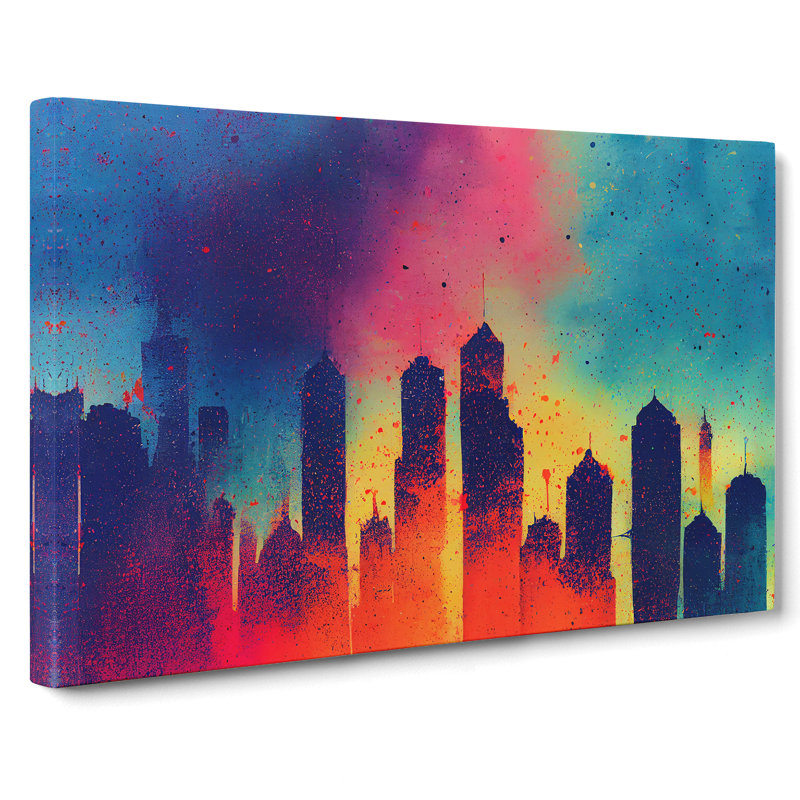 Skyscraper Skyline Splashed Vol.1 Abstract - Wrapped Canvas, 35cm H x 50cm W x 3cm D