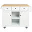 Îlot de cuisine contemporain avec cadre en métal et armoire de rangement 4 pieds en bois massif, porte et finition blanche-850721291