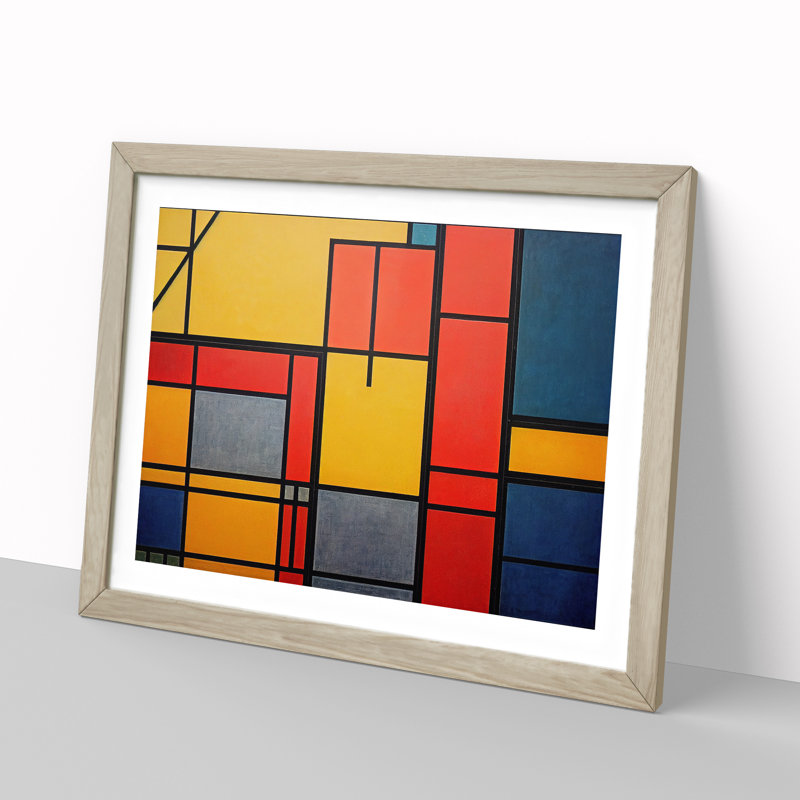 Abstract Cubism Art Vol.4 - Framed Print, 46cm H x 64cm W x 2cm D, Oak
