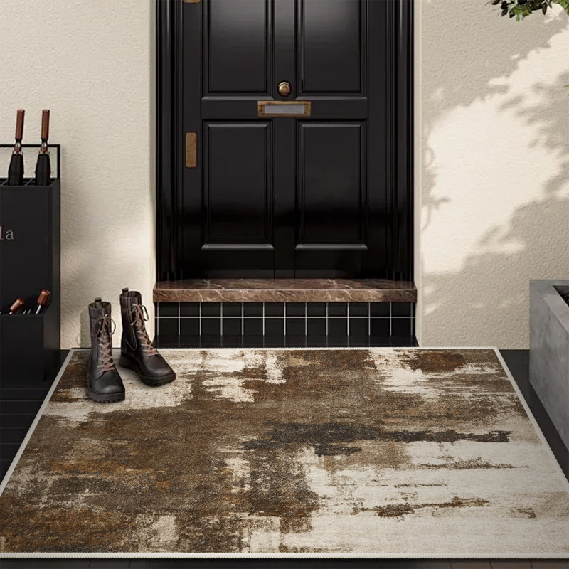 Fillender Washable Area Rugs Non-Slip Modern Abstract Soft For Living Room Entryway Bedroom, Rectangle 2' x 3', Brown
