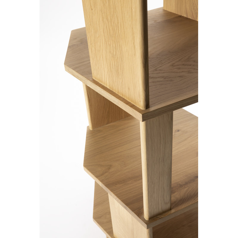 Stairs Solid Wood Geometric Bookcase, Oak