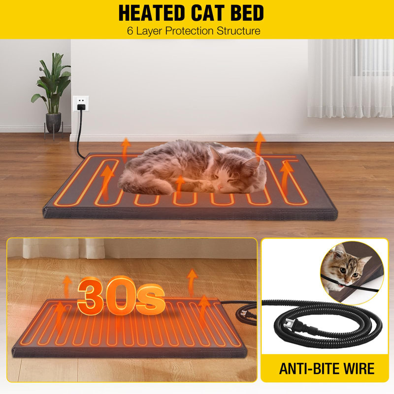 Maison de chat chauffée pour chats d'extérieur avec doublure isolante pour l'hiver, cage de chat à température contrôlée, abri pour chat intérieur avec coussin chauffant