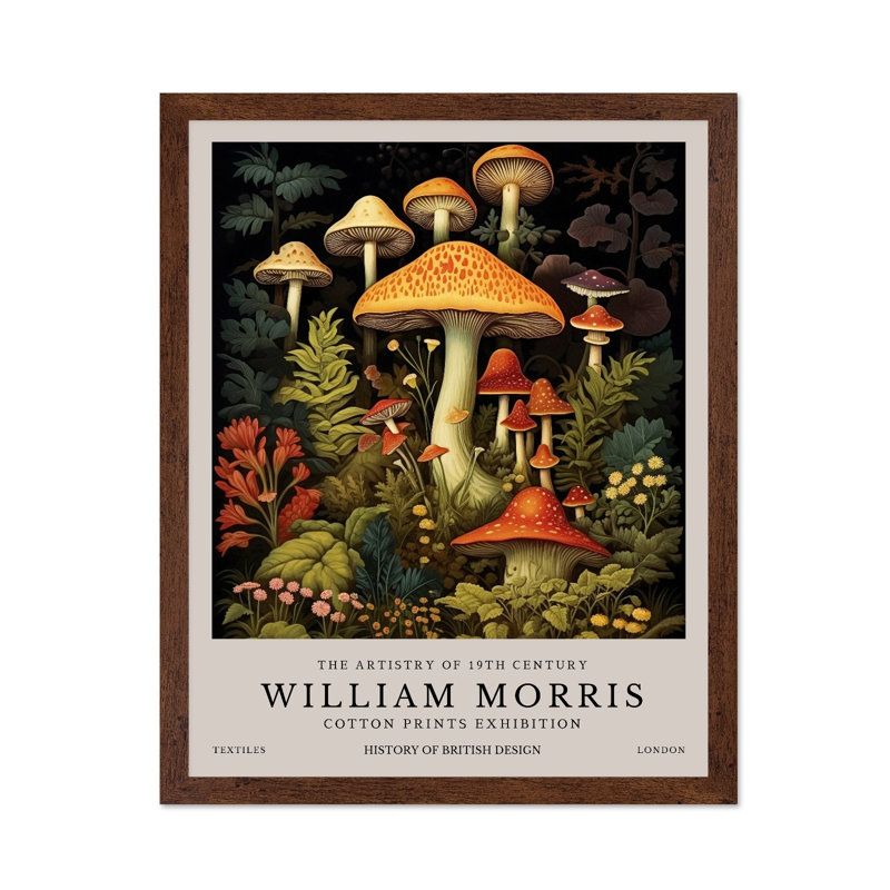 William Morris - Champignons No1, Poster, Brown Framed, 11"H x 14"W