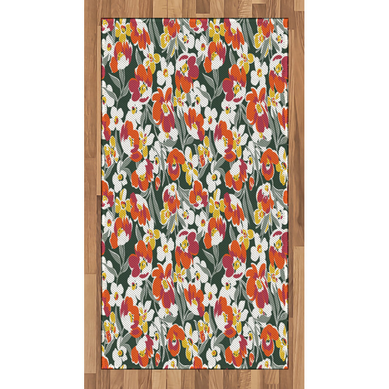 Floral High Density Long Fiber Poly Threads Decorative Area Rug Carpet, Rectangle 2'7" x 5'