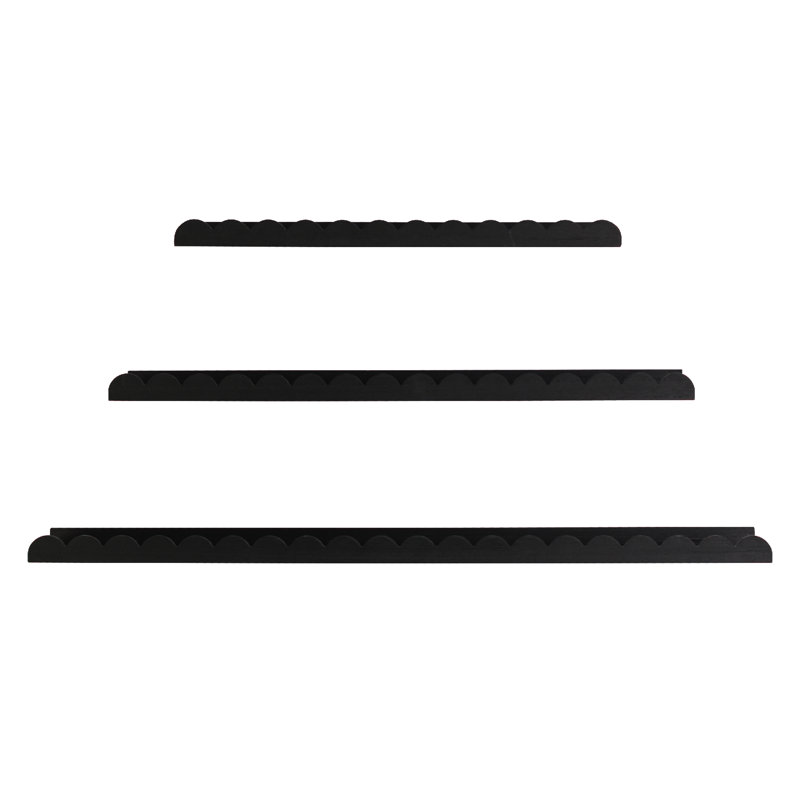  Scallop Floating Wall Shelf Set of 3, Wood Picture Ledge Shelves with Lip, Decorative Shabby Chic Wall Shelves for Nursery, Gallery, Bathroom & Living Room Decor