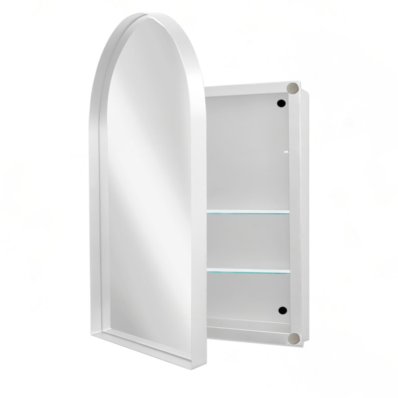 Miroir arqué pour pharmacie encastré, Blanc