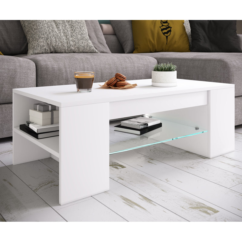 Cohette Coffee Table with Storage, White
