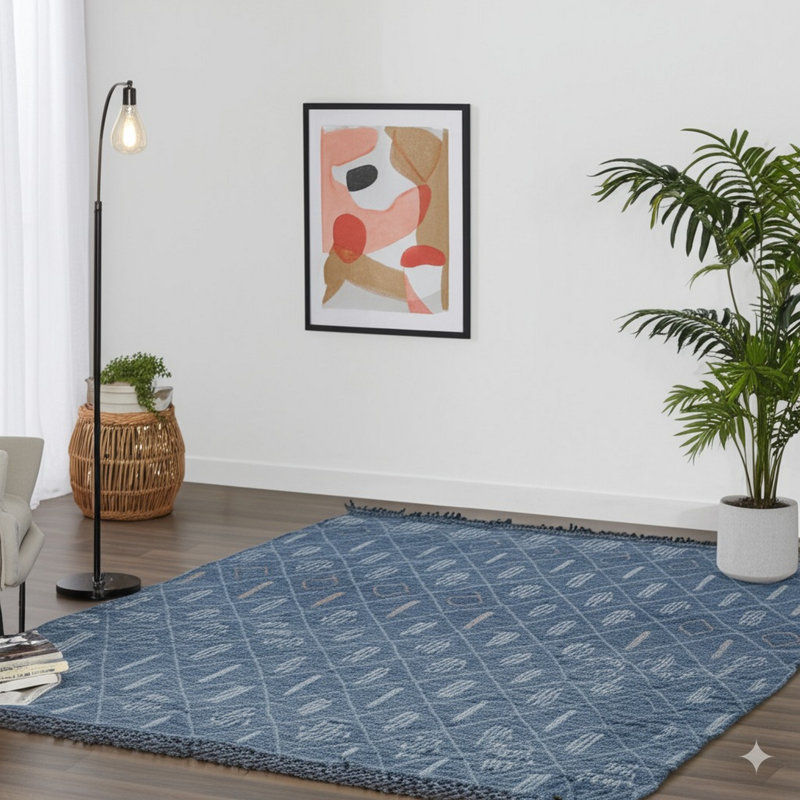 Tapis bleu en laine noué à la main Atlas Echo | Tapis Eastern Eastern Rugs