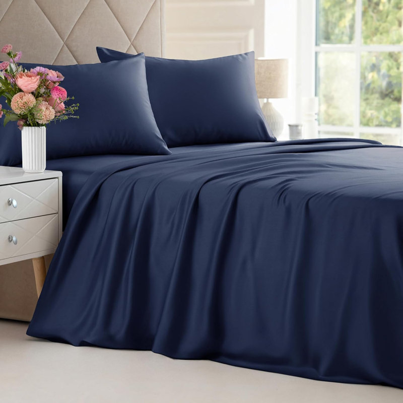 Bamboo Sheet Set, Cooling & Breathable Bed Sheets, Soft Hotel Luxury Bedding, Deep Pocket Fit, King Sheet Set + 2 Pillowcases