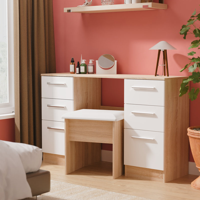 Fully Assembled Chesler Dressing Table, White Gloss Bardolino