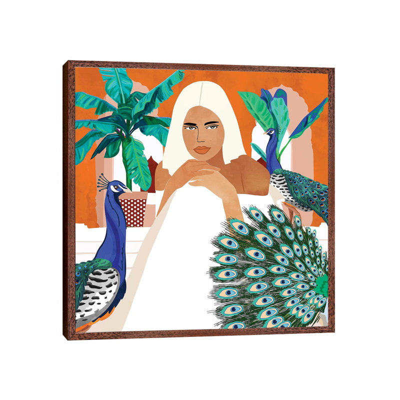 Indian Vacay - Painting on Canvas, 45.72cm H x 45.72cm W x 3.81cm D, Classic Brown Wood Framed
