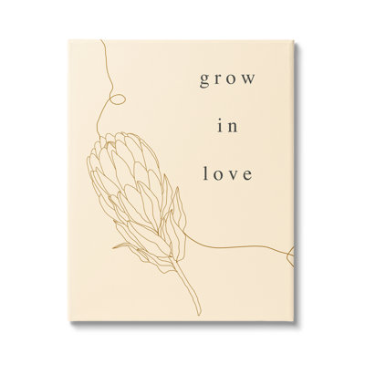 «Grow In Love Quote Plant Blossom», art sur toile tendue surdimensionnée par Lil '' Rue